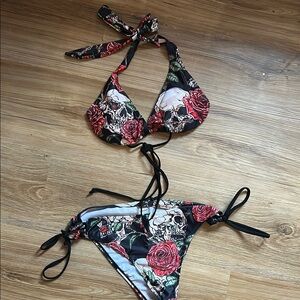 Floral Skull Bikini Set